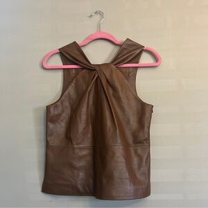 Brown Leather Halter Top